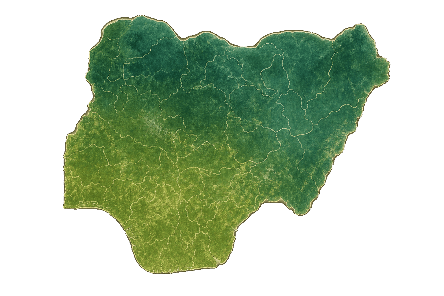 Map of Nigeria showing the six geo-political zones